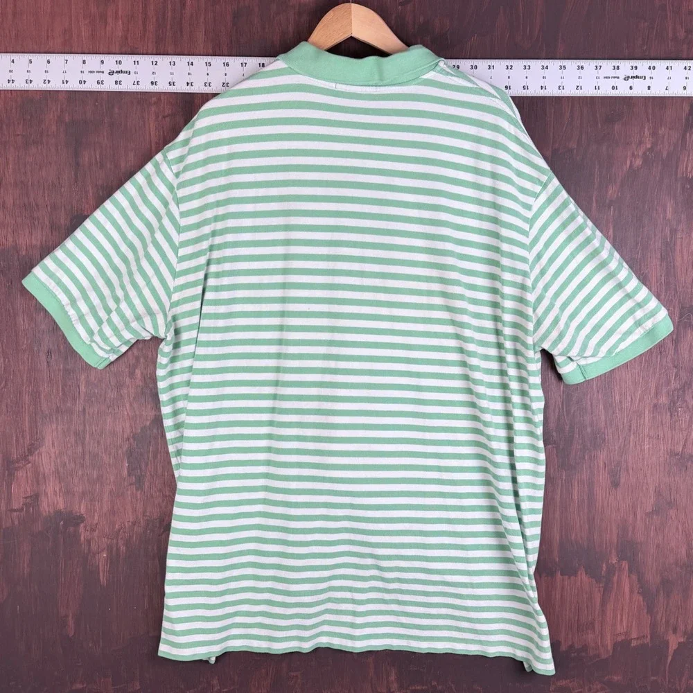 Polo Ralph Lauren Green White Striped Short Sleeve Cotton Polo Shirt Men's 4XB